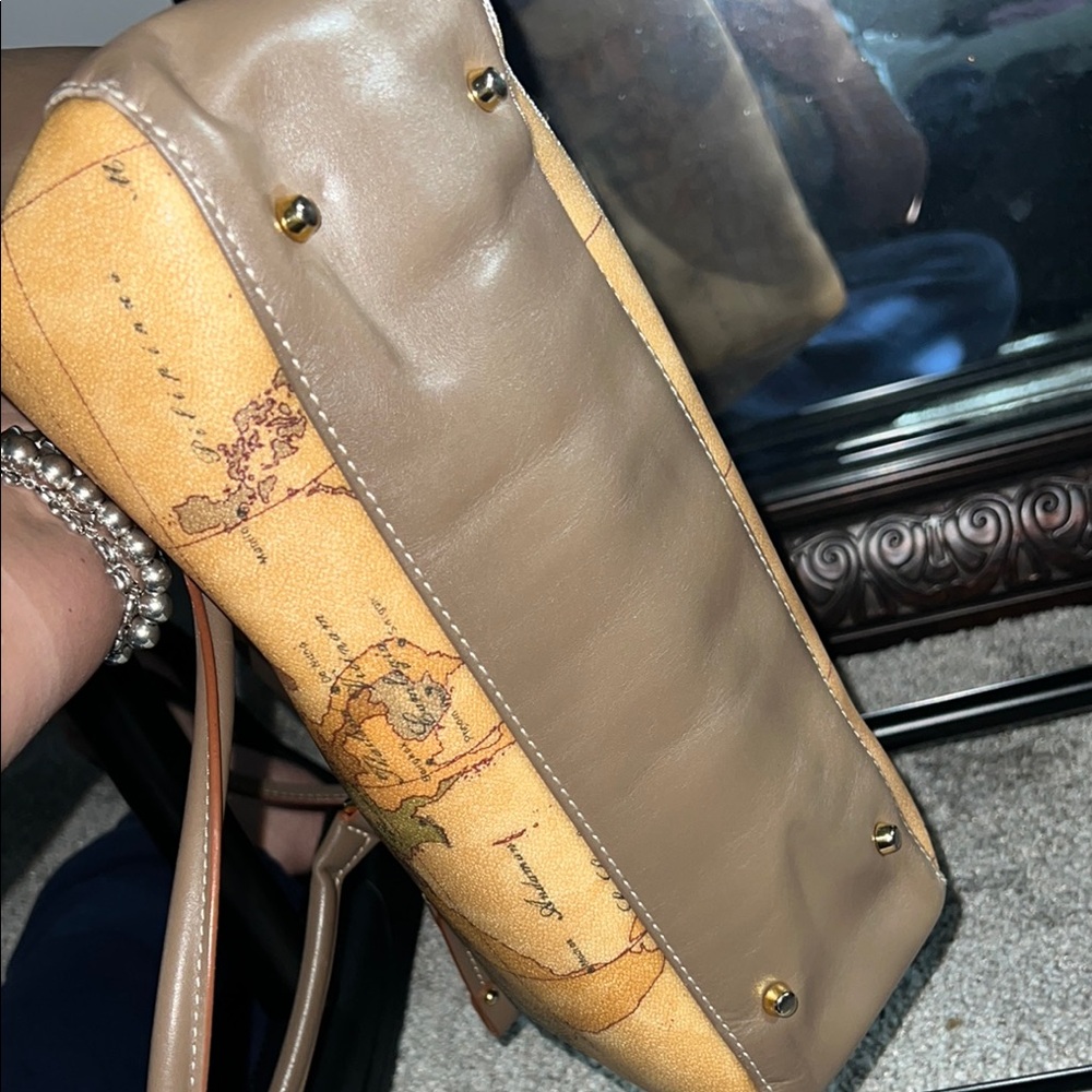 Alviero Martini Brown and Tan Shoulder Bag with Map Design - Picture 11 of 12